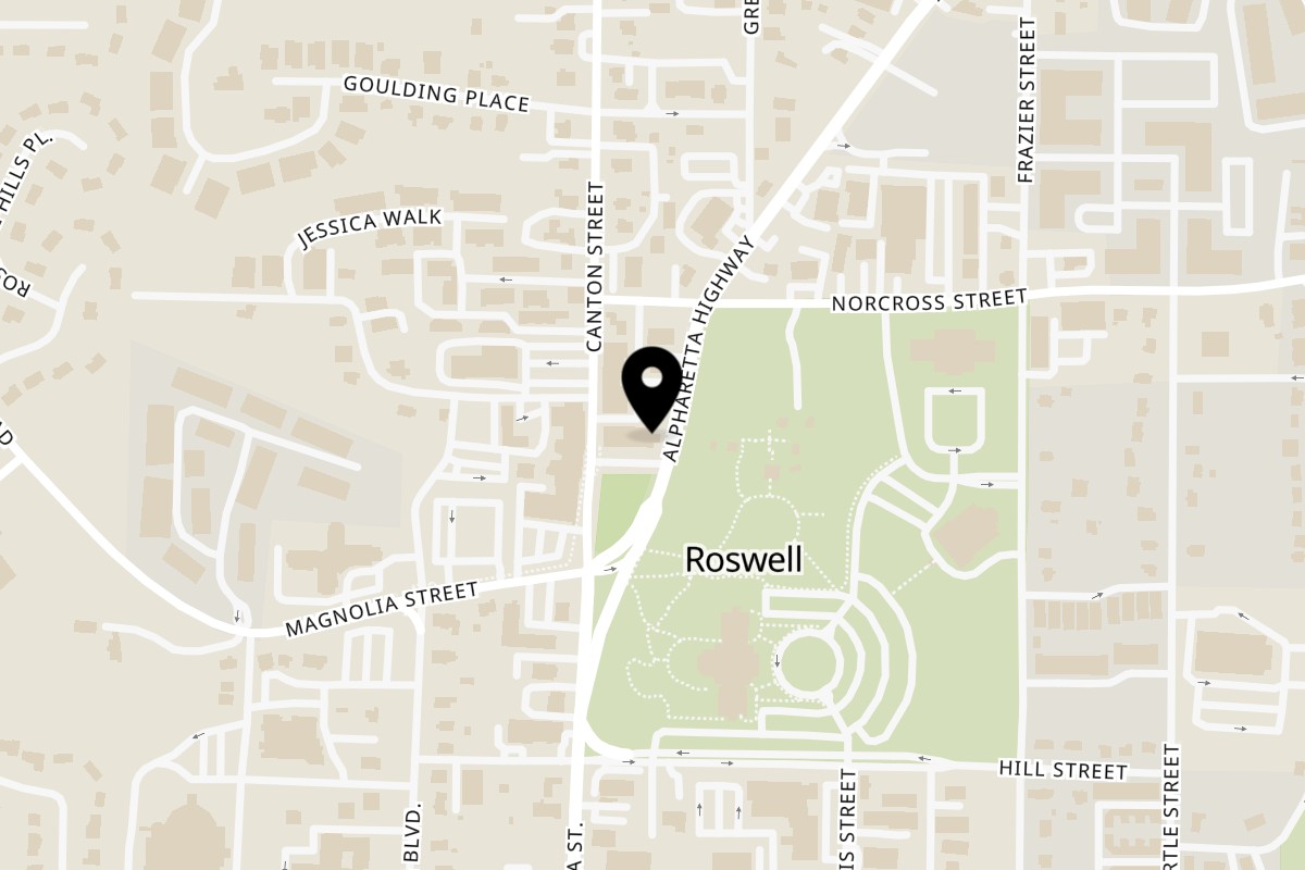 Map showing the location of VAS Kouzina on 942 Alpharetta St in Roswell